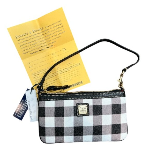 Dooney & Bourke Tucker Large Slim Wallet Wristlet Buffalo Check Black / White - Picture 1 of 4
